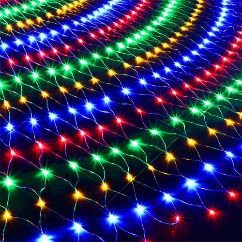 Solar LED Net Mesh Lights Fairy String Curtain Lamp Christmas Party Wedding Xmas - Picture 9 of 16
