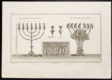 1844 - Gravure ancienne - Le chandelier d'or à 7 branches - Tabernacle - Bible