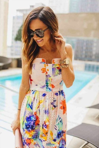 Neu mit Etikett $ 400 Trina Turk Elin Fit & Flare Sommerkleid Damen mit Ösen Blumendruck 8 - Bild 10 von 12