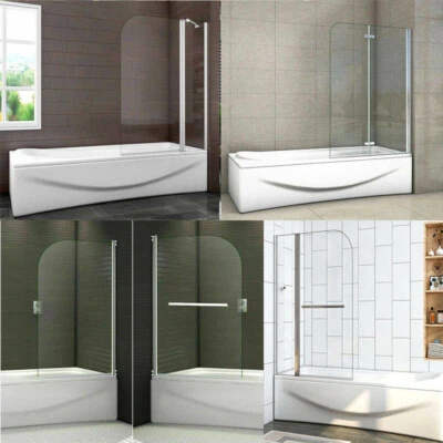 AICA 180° Pivot Bath Shower Screen Door Panel Folding Screen Handle Safety Glass
