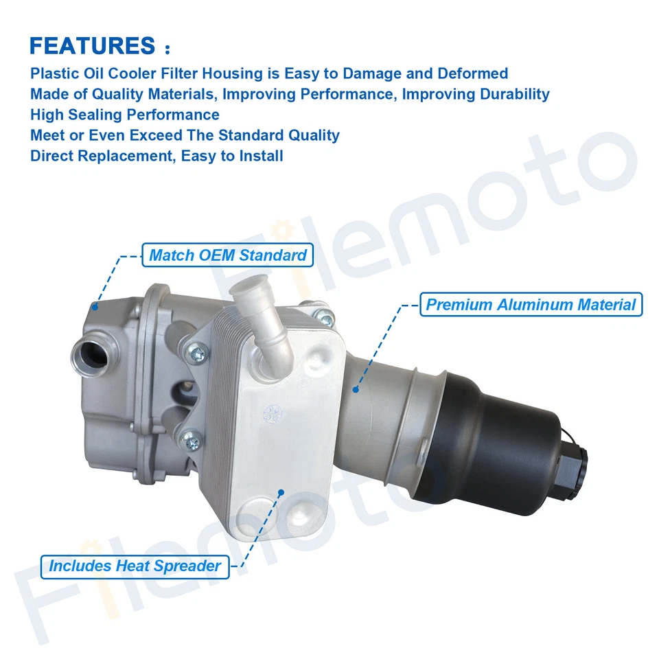 Carcasa de filtro enfriador de aceite para Audi 07-14 TT 04-13 A3 05-08 A4 Quattro 04-07 Golf Foto 2 de 4