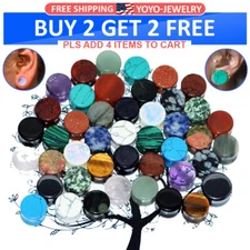 2PCS Organic Stone Ear Gauges Ear Plugs Double Flared Earlets Piercing 2g-5/8"