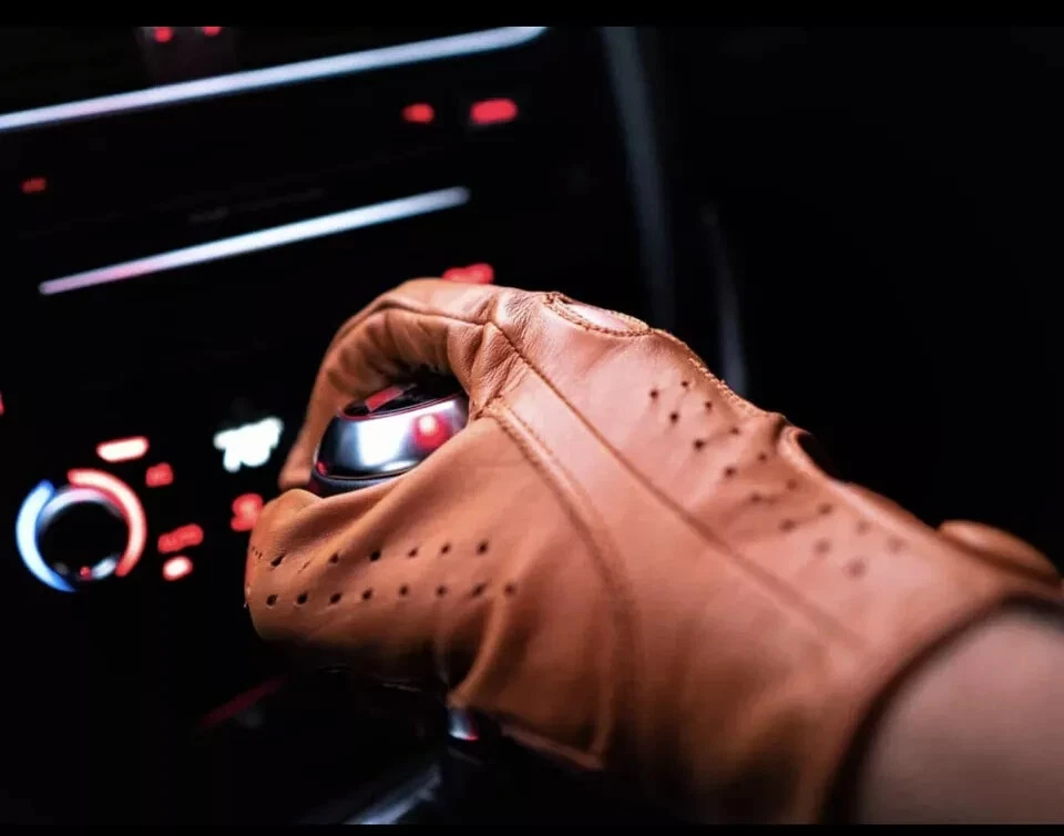 GUANTES DE POLICÍA DE CONDUCCIÓN DE CUERO GENUINO 100 % REAL PARA HOMBRE CHOFER JEXA SPORTS Foto 2 de 3