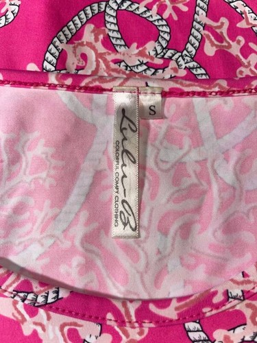 LULU B Pink Multicolored Coral & Rope Printed Top-T311-Size Small-EUC - Picture 3 of 3