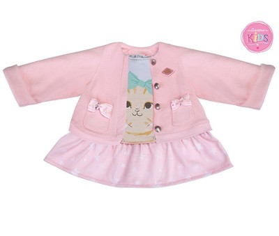 Puppen Kleid rosa Kätzchenmotiv Schildkröt Kids für mittelgroße Puppen, Nr. 6514