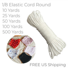 3mm 1/8" Round Elastic band White Elastic Cord string Earloop Sewing Trim