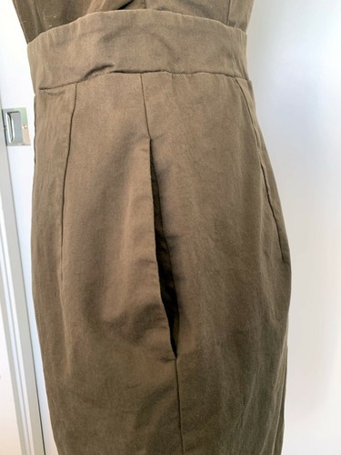 CARVEN OLIVE/KHAKI RUFFLE DRESS, 42 S, $895 - Picture 6 of 8