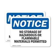 (2 Pack) No Storage Of Hazardous Or Flammable Materials OSHA Notice Sign Decal