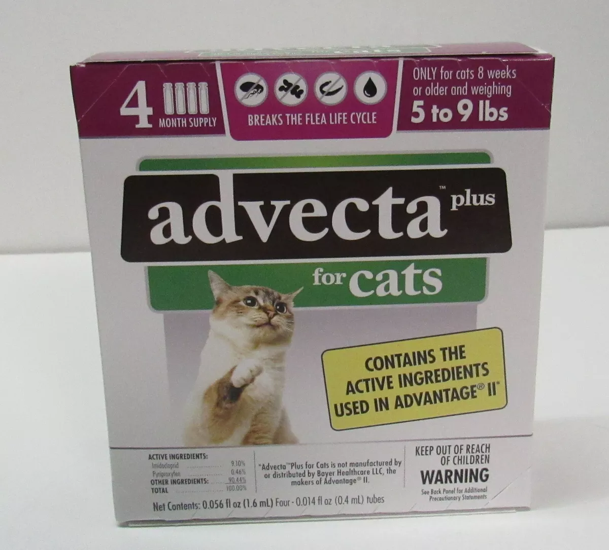 Advecta Plus Flea Treatment for Small Cat 4 Treatments Topical 5 9