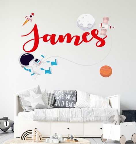 Custom Name Astronaut Wall Decal - Outer Space Wall Art Sticker - Picture 5 of 8