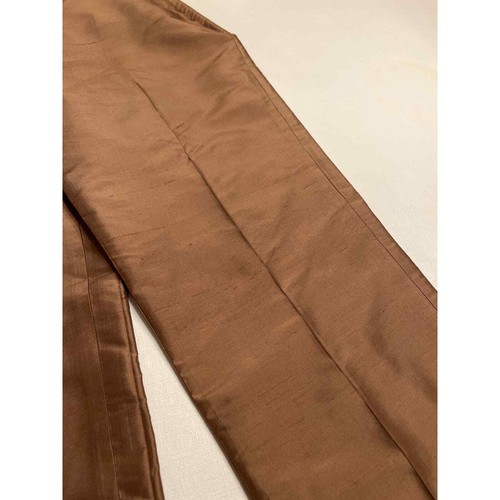 Kate Hill Women's Brown Silk Workwear Cropped Straight Dress Pants Size 10 - Picture 7 of 7