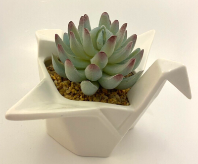 Origami Swan Faux Succulent White Ceramic Francesca's 7.5" | eBay