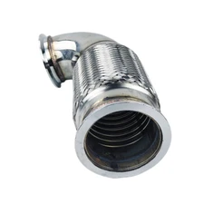 New Stainless Steel 3in V-Band Turbos Pipe Low 90° w/Flex Bellow O2 Bang Plug