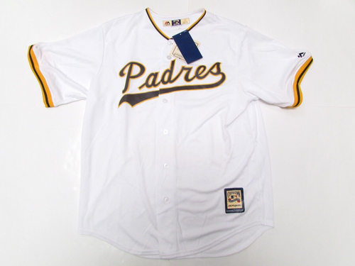 SAN DIEGO PADRES MAJESTIC COOL BASE COOPERSTOWN BASEBALL JERSEY SIZE LARGE