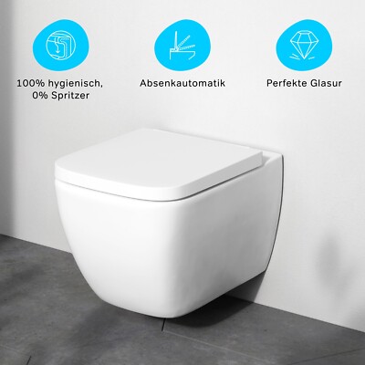 Wand-WC Hänge WC Spülrandlos Toilette Rimless inkl. wc sitz d form
