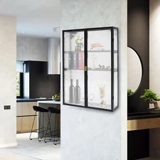 Wall Cabinet w/ PC Doors Wall Mounted Storage Cabinet w/Detachable Shelf