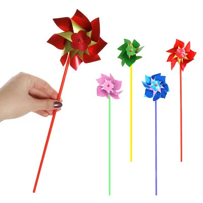 I LOVE FANCY DRESS 12 Pc Plastic Windmill Pinwheel Wind Spinner Beach Garden Kids Toy 31cm tall