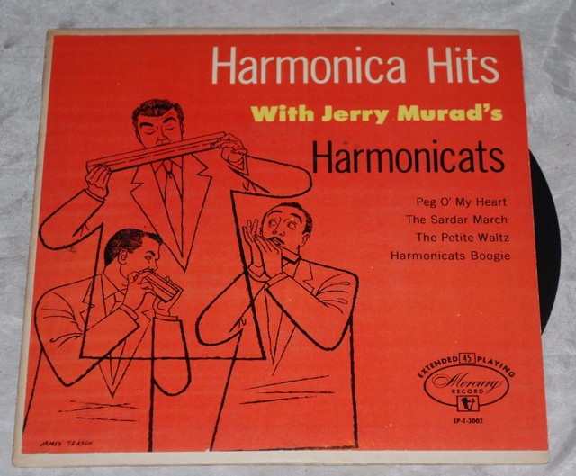 "Harmonica Hits w/ JERRY MURAD'S HARMONICATS 45 Record WORLD STAR