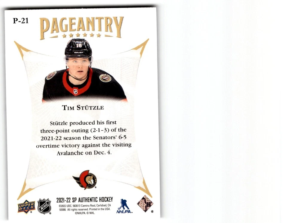 2021-22 SP Authentic Pageantry Tim Stutzle #P-21 - Image 2 of 2