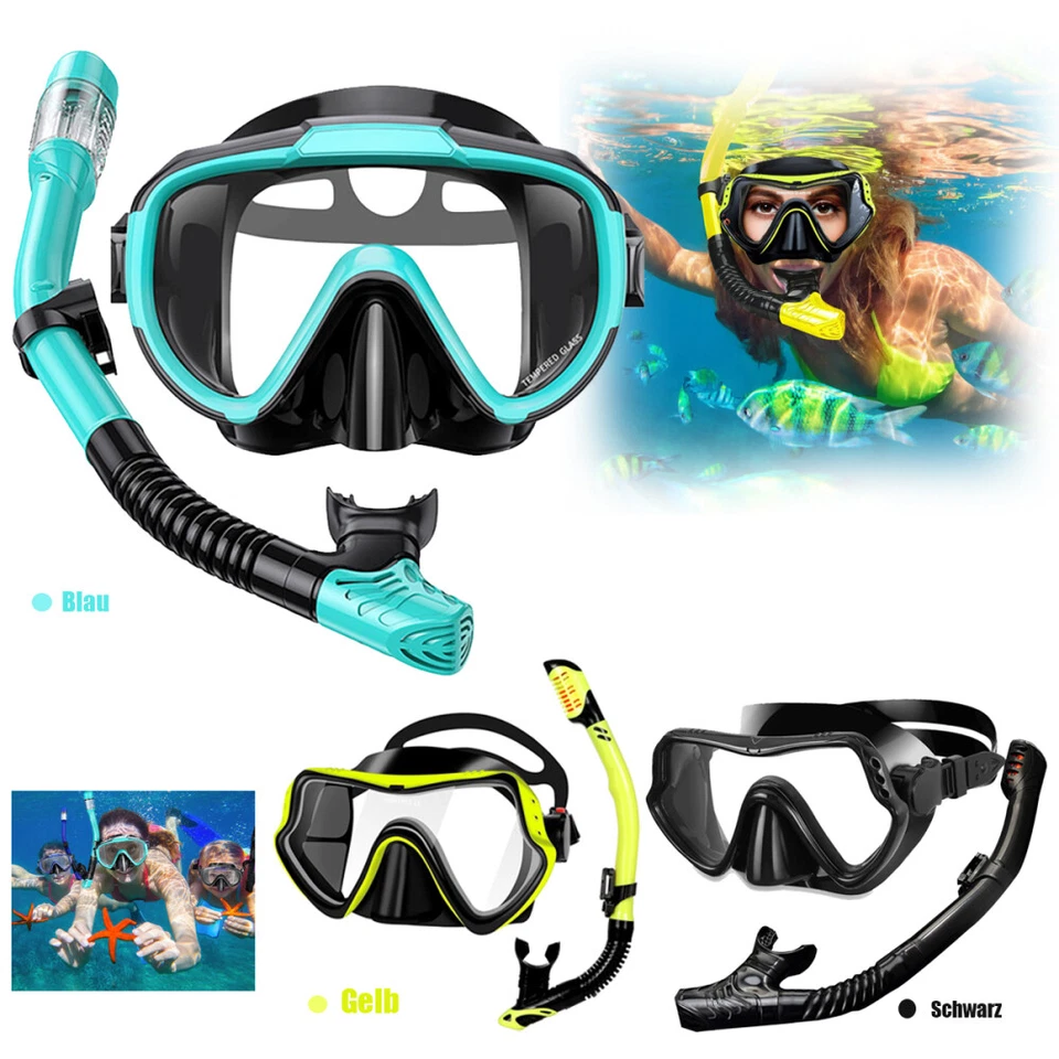 Profi Erwachsene Schnorchelset Anti-Fog Taucherbrille Schnorchel Tauchmaske Set - Bild 2 von 4