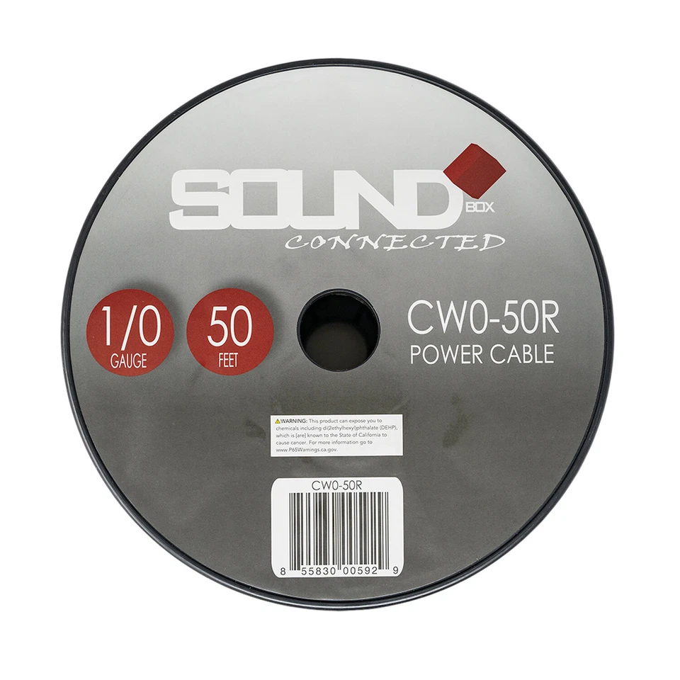 SoundBox CW0-50R, 0 Gauge 50' CCA Amplifier Power / Ground Amp Wire Spool, Red - Image 2 of 3
