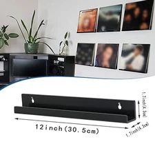 12" Black Vinyl Record Shelf Wall Mount Wall Mount Album Record Holder Display