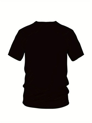 Men's Bull Pattern Printed T-shirt, Casual Short Sleeve Round Neck T-shirt, Summ - Picture 2 of 7