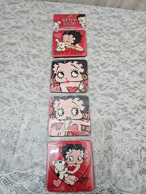 Vandor Betty Boop drink cup coasters set (4) different designs cork bottoms NEW