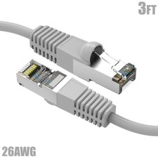 3FT Cat5E RJ45 Ethernet LAN Network FTP Shielded Patch Cable Gold 26AWG Gray