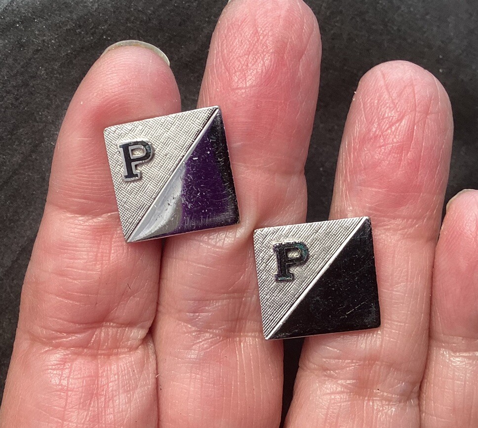 Shields Silver Tone P Initial Square Cufflinks Mo… - image 5