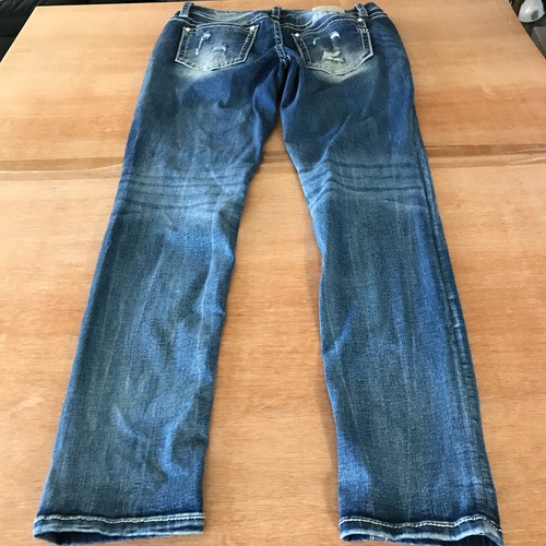 Miss Me Curvy Skinny Jeans Damen 32 Blau Mid Rise Distressed Strass Stretch - Bild 2 von 14