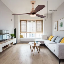 Fan Pendant Light 48Inch With Remote Control Reversible Quiet Motor Bed Room