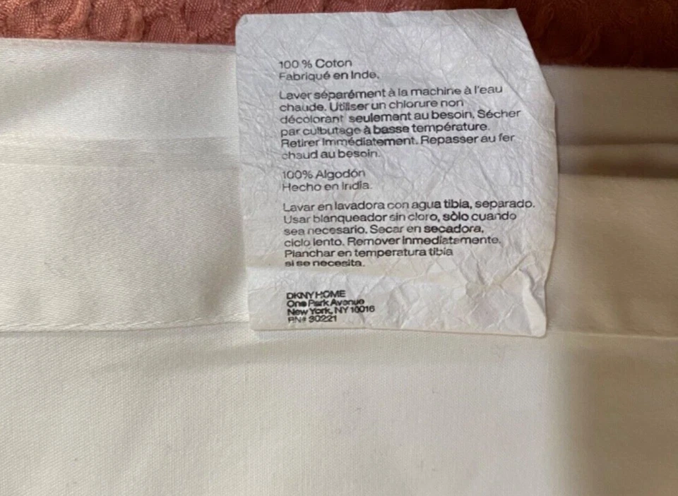 Sábana plana DKNY King blanca lisa 100 % algodón Foto 3 de 4