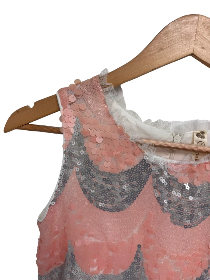 Vestido justo Cherokee feminino sem mangas rosa claro e prata lantejoulas tamanho G - Imagem 3 de 4