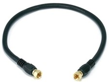 RG6 Quad Shield CL2 Coaxial Cable with F Type Connector for Television, 1.5Ft    