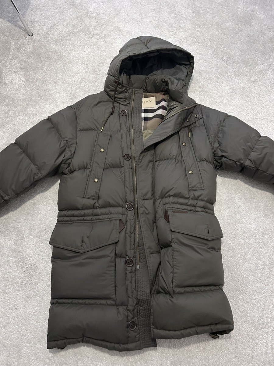 Burberry Men's Hooded Green Puffer Coat Medium UK