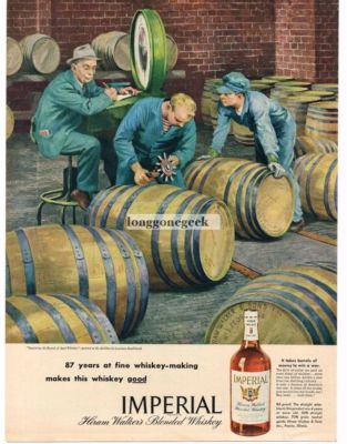 1945 Hiram Walker Imperial Whiskey Barrels Art Lawrence Beall Smith VINTAGE AD