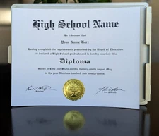 Novelty High School Diploma Raised Gold Foil Seal