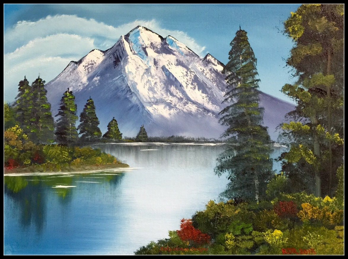 Mountain Lake - Counted Cross Stitch Patterns - Color & BW Symbols Charts