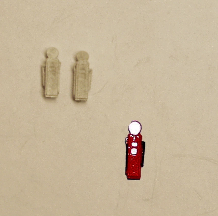 P&D Marsh N Gauge N Scale C150 1950's style petrol pumps (2) castings need ptg