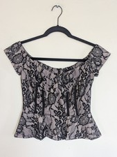 Asos Women Romantic Lace Overlay Top Size 2 Feminine Elegant Sophisticated