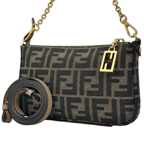 FENDI Accessory Pouch Baguette Slim Clutch Chain