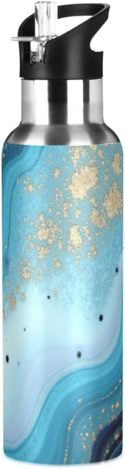 Ocean Marble Blue Gold 20 Oz Vacuum Insulated Stainless Stee