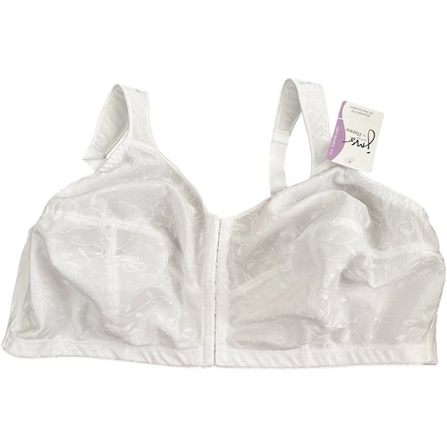 Just My Size Women's Front Close Wire-Free White Easy-On Bra Style 1107 Sz 48DD