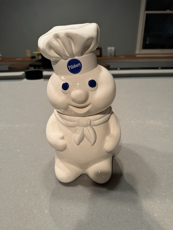 Vintage 1988 12'' Pillsbury Doughboy Cookie Jar Ceramic Kitchen Collectible
