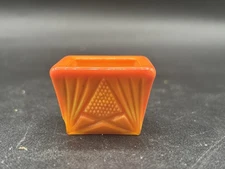 MOSSER ART GLASS Bittersweet Orange  SQUARE Open SALT DIP  Vintage Starburst