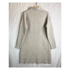 Madewell 100% Merino Wool Sweater Dress M Oatmeal Mock Neck Long Sleeve Knit