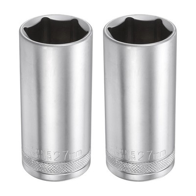 2 Stück 6-Kant-Stecknuss 1/2'' Antrieb 27mm vernickelt für Hex-Stecknuss 7,9cm