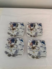 Tommy Bahama Ceramic Square Curled Edge Appetizer Plate, Set Of 4