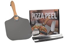 Premium 3 in 1 Pizza Peel Cutter and Rocker Set 12 x 14 inch Aluminium Metal Pad